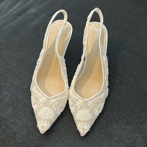 Blue by Betsey Johnson Nikki Mesh Flower Beaded Slingback Pumps